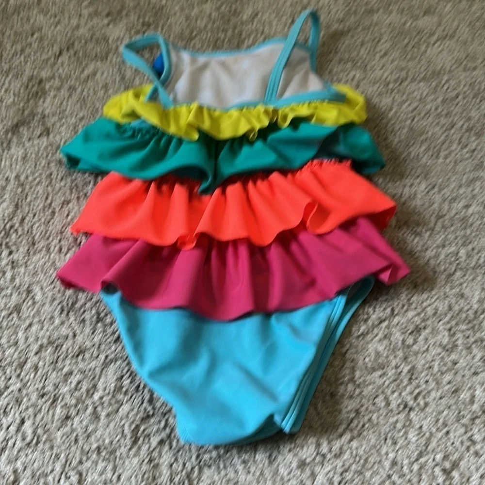 Baby Boden Multi color One Piece Swimsuit Ruffles 2-3 yrs Beach Pool